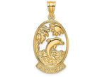FJC Finejewelers 14k Yellow Gold Hawaii with Dolphin Waves In Oval Charm
