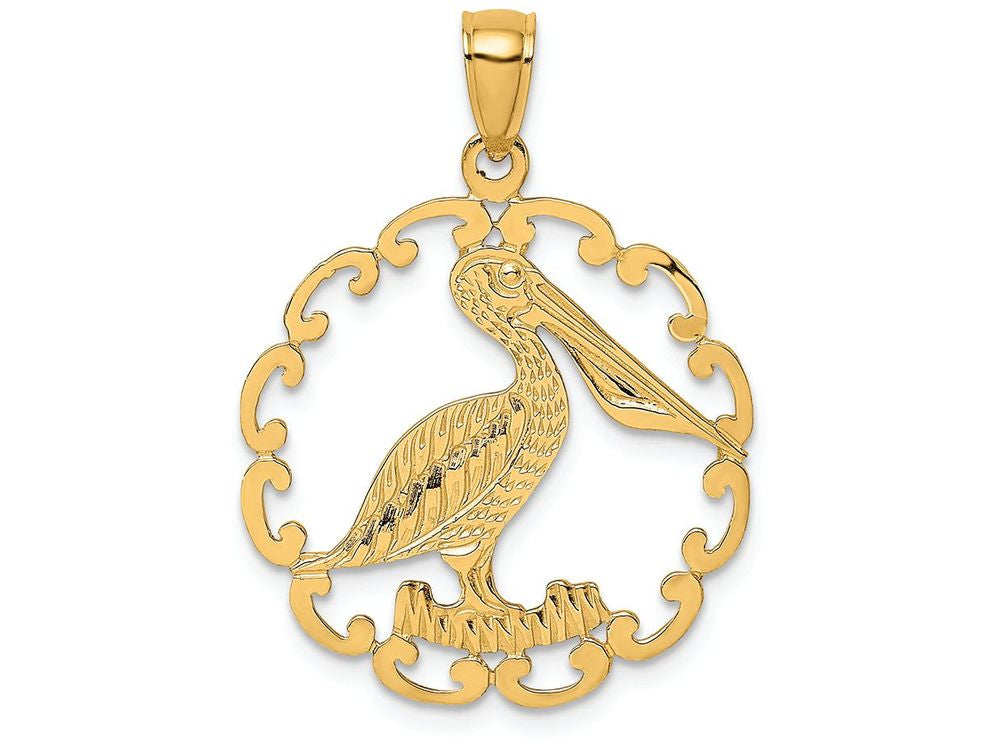 FJC Finejewelers 14k Yellow Gold Pelican In Circle Charm