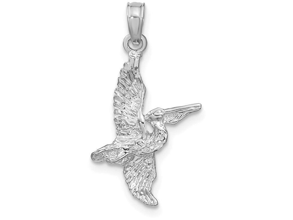 FJC Finejewelers 14k White Gold White 3d Pelican Flying Charm