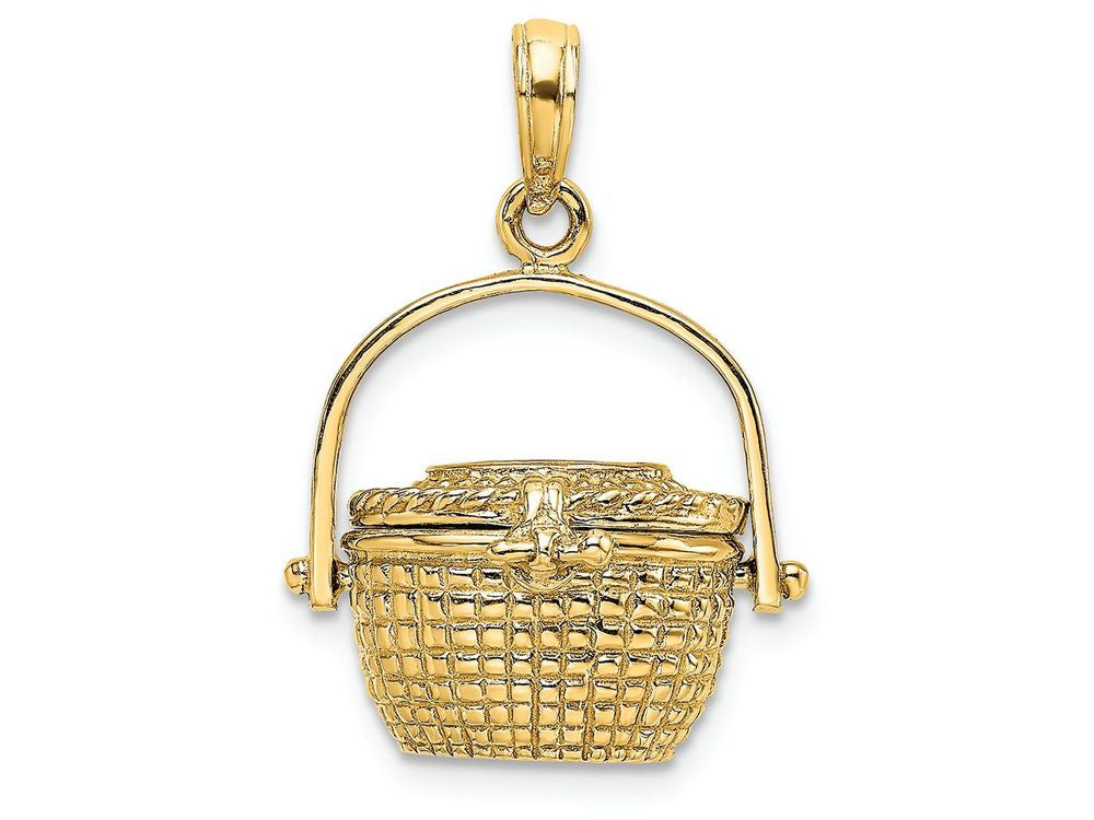 FJC Finejewelers 14k Yellow Gold 3d Nantucket Basket Lid To Hold Scrimshaw Charm