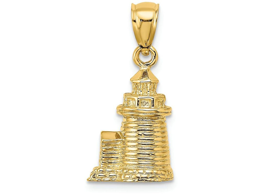 FJC Finejewelers 14k Yellow Gold 3d Brant Point Lighthouse Nantucket Harbor  Ma Charm