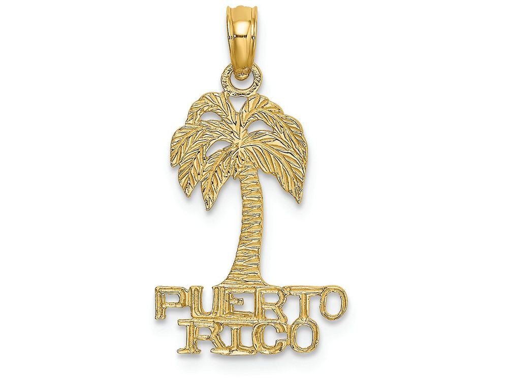 FJC Finejewelers 14k Yellow Gold Puerto Rico Under Palm Treeflat Charm