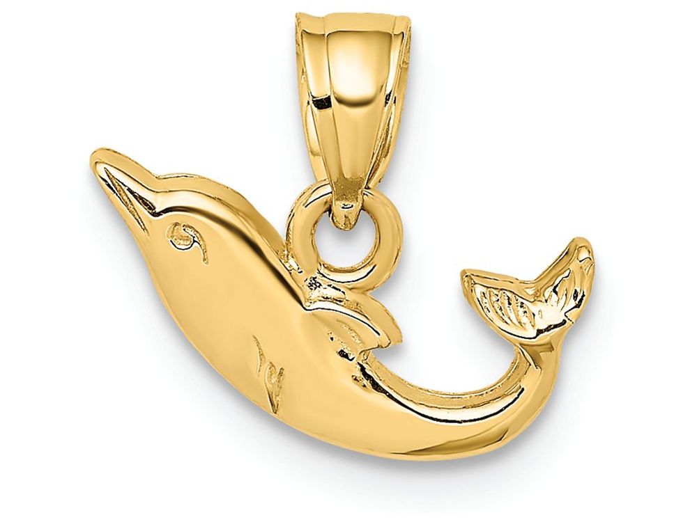 FJC Finejewelers 14k Yellow Gold Mini Dolphin Swimming Charm