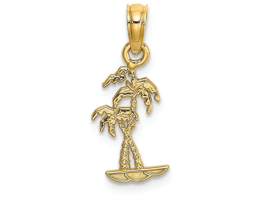 FJC Finejewelers 14k Yellow Gold Mini Double Palm Trees Charm