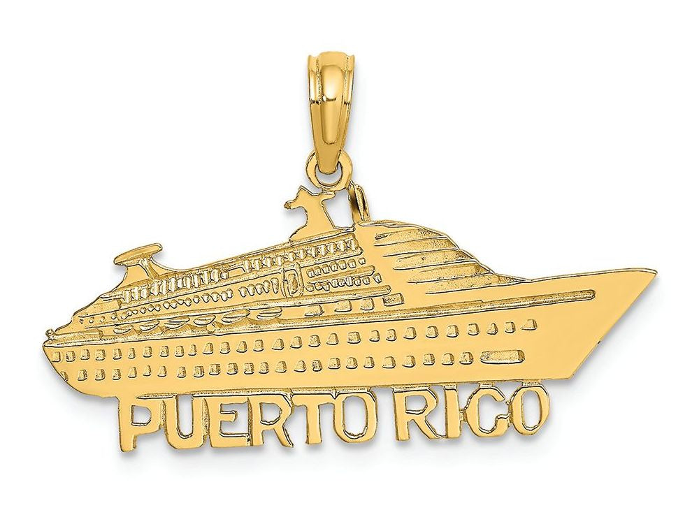 FJC Finejewelers 14k Yellow Gold Puerto Rico Under Cruise Ship Polish Flat Charm