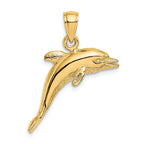 FJC Finejewelers 14k Yellow Gold 3d Dolphin Jumping Polish Text Charm