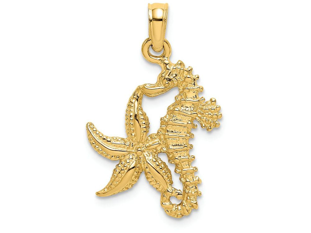 FJC Finejewelers 14k Yellow Gold Starfish Seahorse Charm