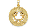 FJC Finejewelers 14k Yellow Gold St. Thomas On Round Frame with Dolphins In Center Charm