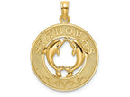 FJC Finejewelers 14k Yellow Gold St. Thomas On Round Frame with Dolphins In Center Charm
