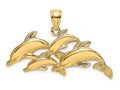 FJC Finejewelers 14k Yellow Gold Dolphins Swimmingfour Charm