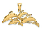 FJC Finejewelers 14k Yellow Gold Dolphins Swimmingfour Charm