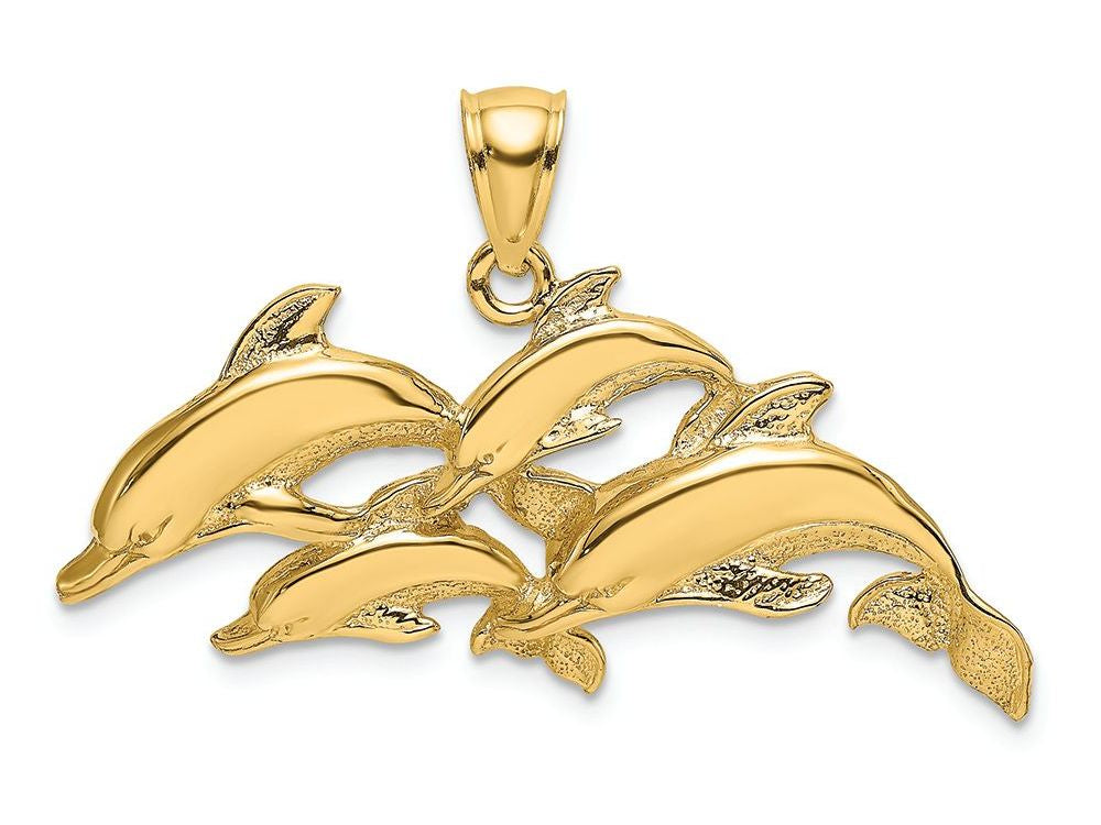 FJC Finejewelers 14k Yellow Gold Dolphins Swimmingfour Charm