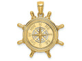 FJC Finejewelers 14k Yellow Gold Ship Wheel with Nautical Compass Center Charm
