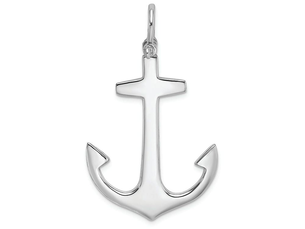 FJC Finejewelers 14k White Gold White 3d Large Anchorshackle Bail Charm