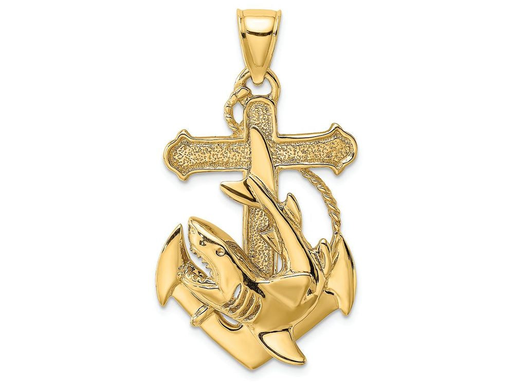 FJC Finejewelers 14k Yellow Gold Anchor with Shark 2D Charm