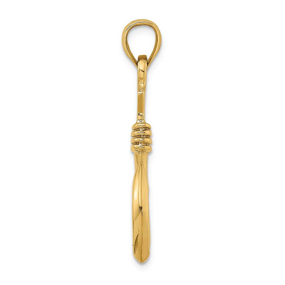 FJC Finejewelers 14k Yellow Gold 3d Large Fish Hook with Rope Charm