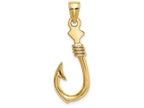 FJC Finejewelers 14k Yellow Gold 3d Large Fish Hook with Rope Charm