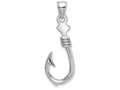 FJC Finejewelers 14k White Gold 3d Large Fish Hook with Rope Charm