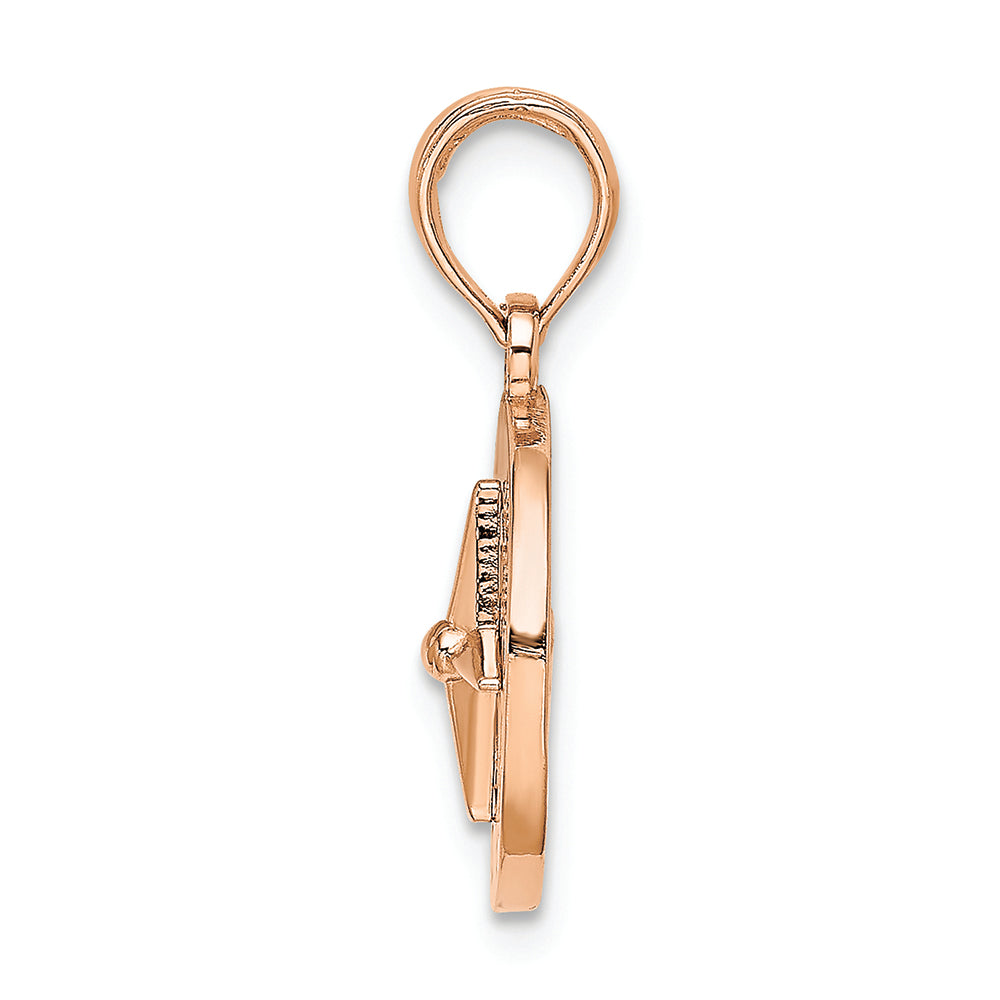 FJC Finejewelers 14k White with Rose Gold Nautical Compass White Needle Charm