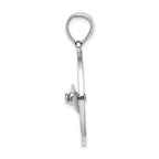FJC Finejewelers 14k White Gold Nautical Compass with Moveable Needle Charm