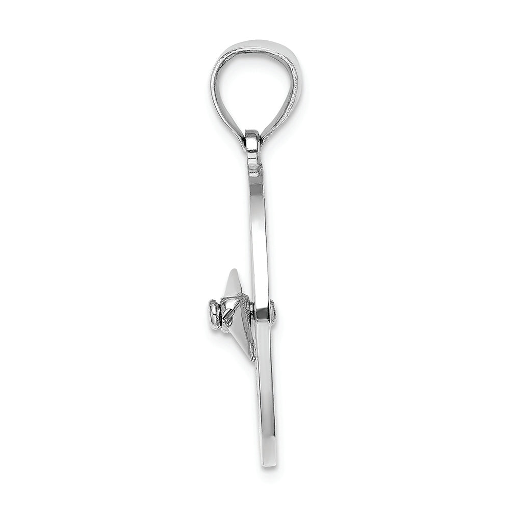FJC Finejewelers 14k White Gold Nautical Compass with Moveable Needle Charm