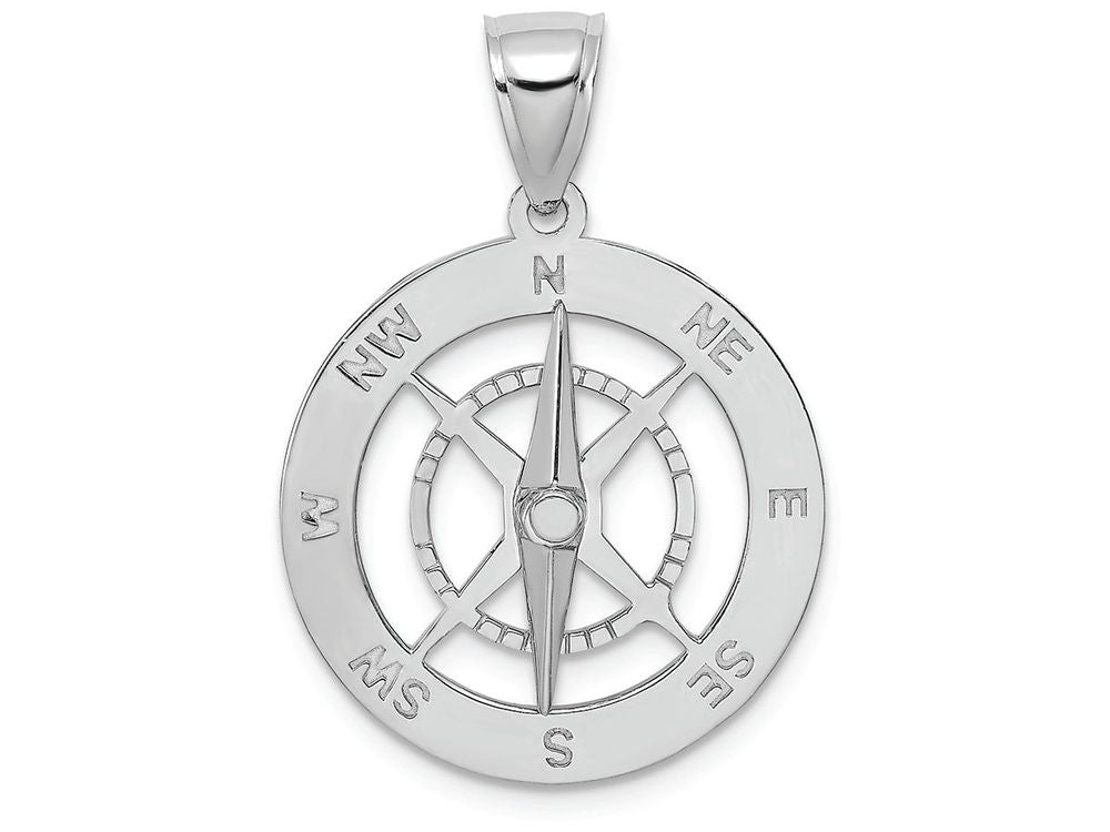 FJC Finejewelers 14k White Gold Nautical Compass with Moveable Needle Charm