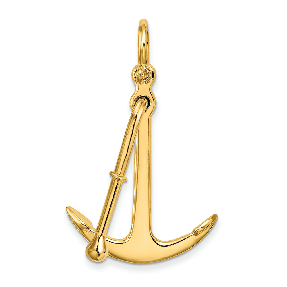 FJC Finejewelers 14k Yellow Gold 3d Kedge Anchor2 Piece Moveable Shackle Bail Charm
