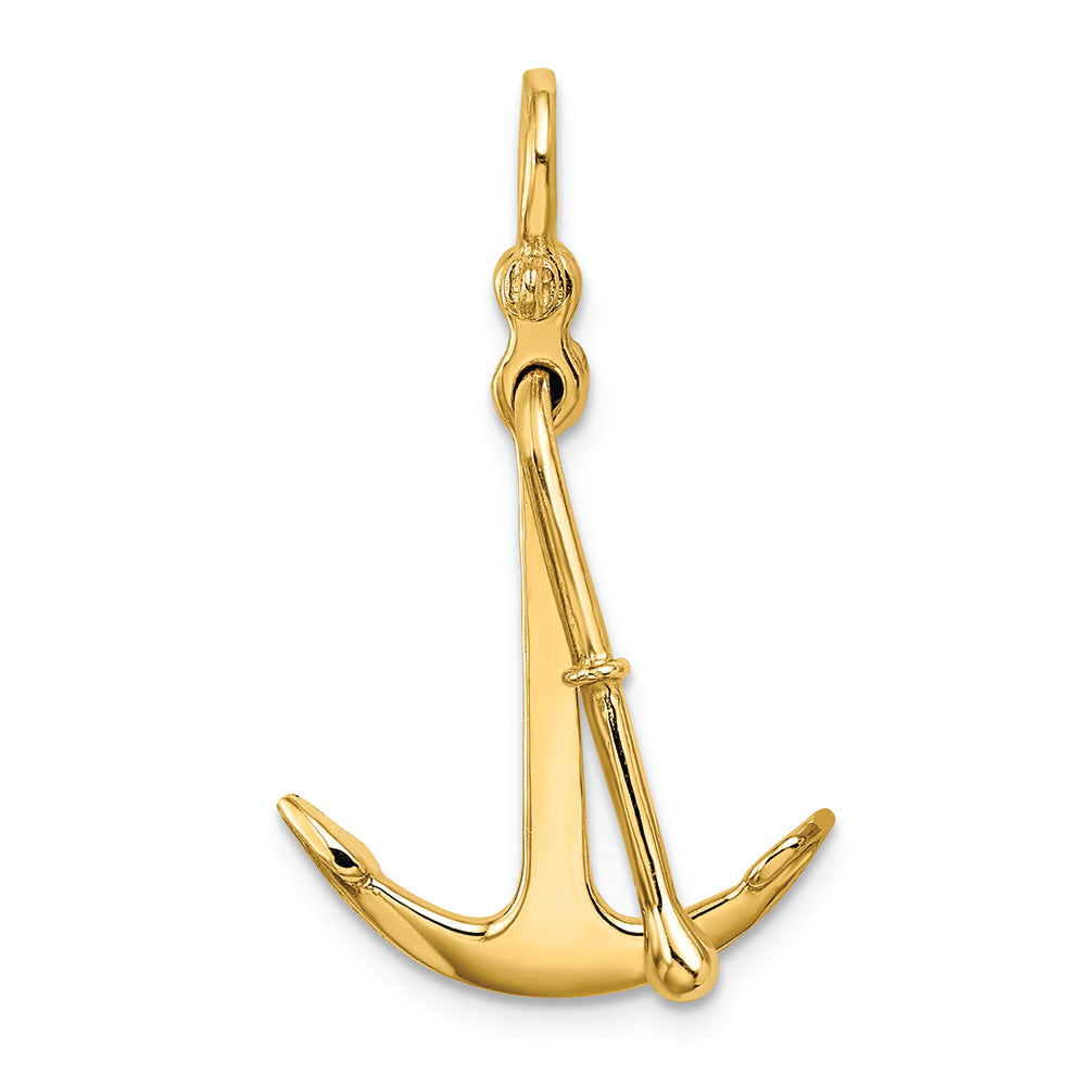 FJC Finejewelers 14k Yellow Gold 3d Kedge Anchor2 Piece Moveable Shackle Bail Charm