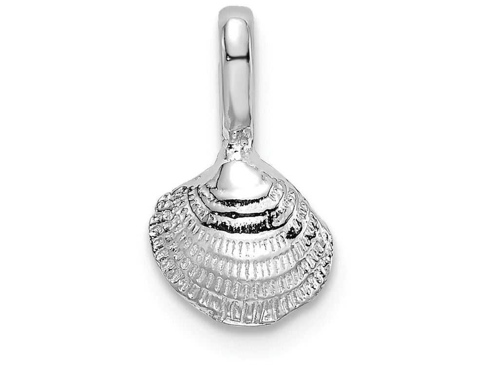 FJC Finejewelers 14k White Gold Mini Clam Shell with Fixed Bail Charm