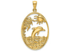 FJC Finejewelers 14k Yellow Gold Oval Disk with Dolphin Jumping Charm