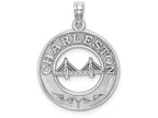 FJC Finejewelers 14k White Gold White Charleston On Round Frame with Bridge Center Charm