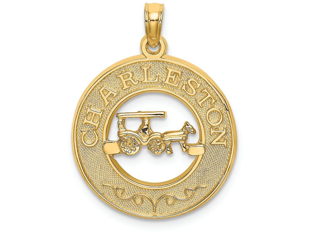 FJC Finejewelers 14k Yellow Gold Charleston On Round Frame with Horse Cart Center Charm