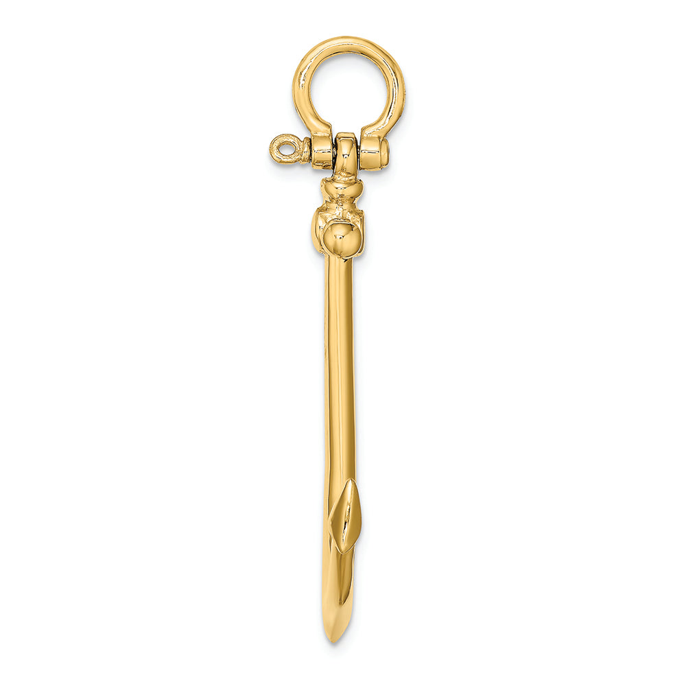 FJC Finejewelers 14k Yellow Gold 3d Large Anchor with Flat Tips Shackle Bail Charm