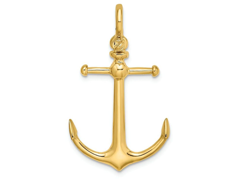 FJC Finejewelers 14k Yellow Gold 3d Anchor with Long T Barshackle Bail Charm
