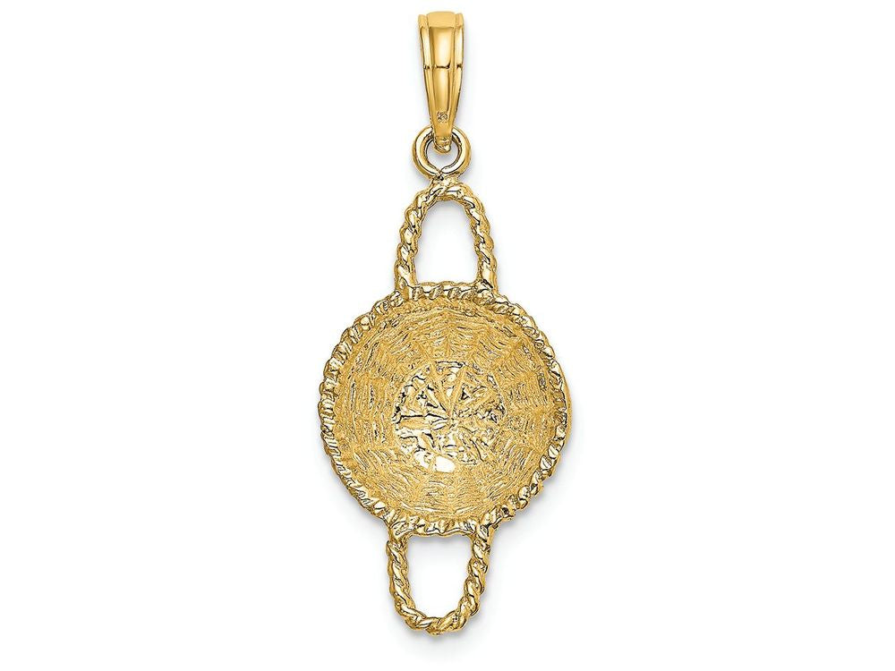 FJC Finejewelers 14k Yellow Gold 3d Round Basketdouble Handles Charm