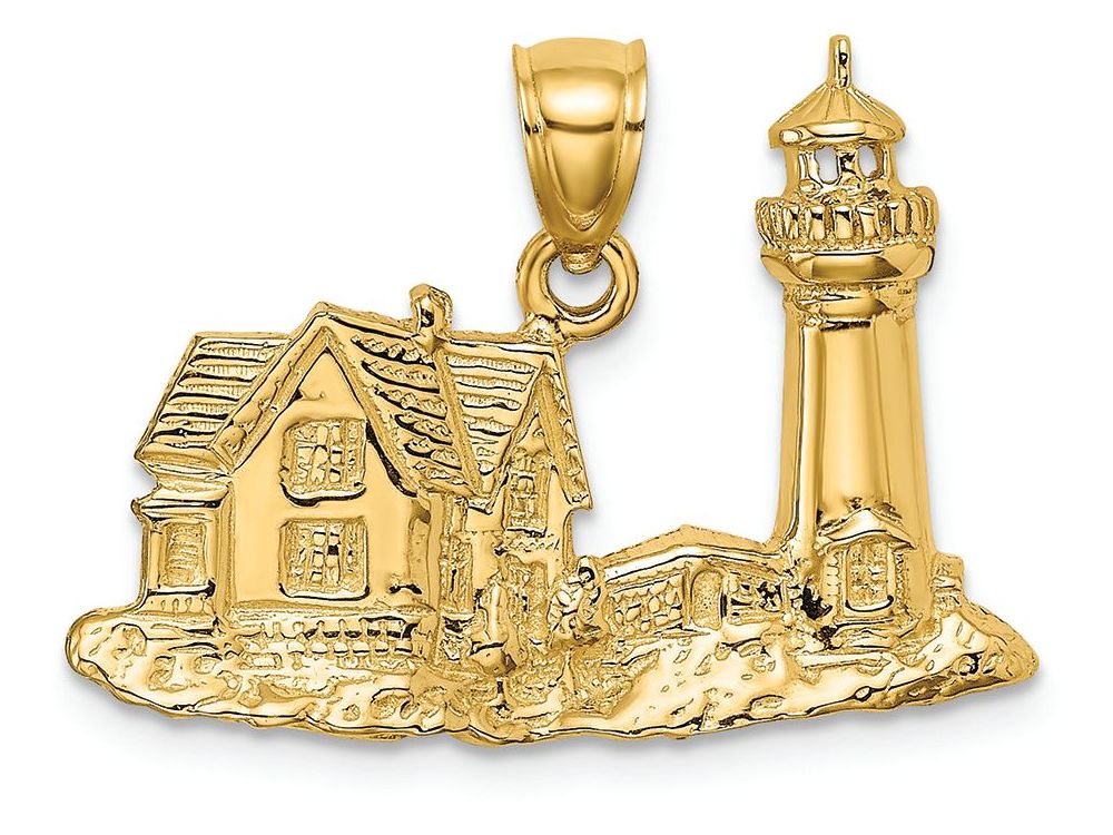 FJC Finejewelers 14k Yellow Gold Nubble Lighthouse Charm