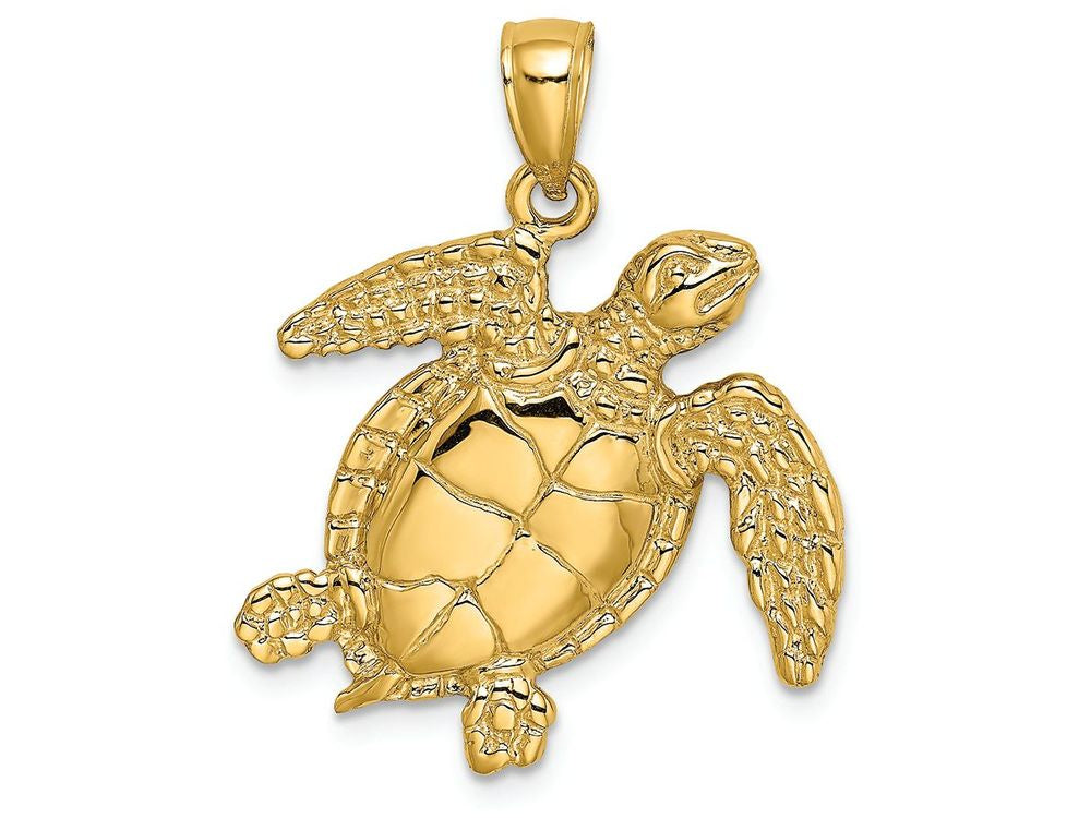 FJC Finejewelers 14k Yellow Gold Sea Turtle Swimming Charm