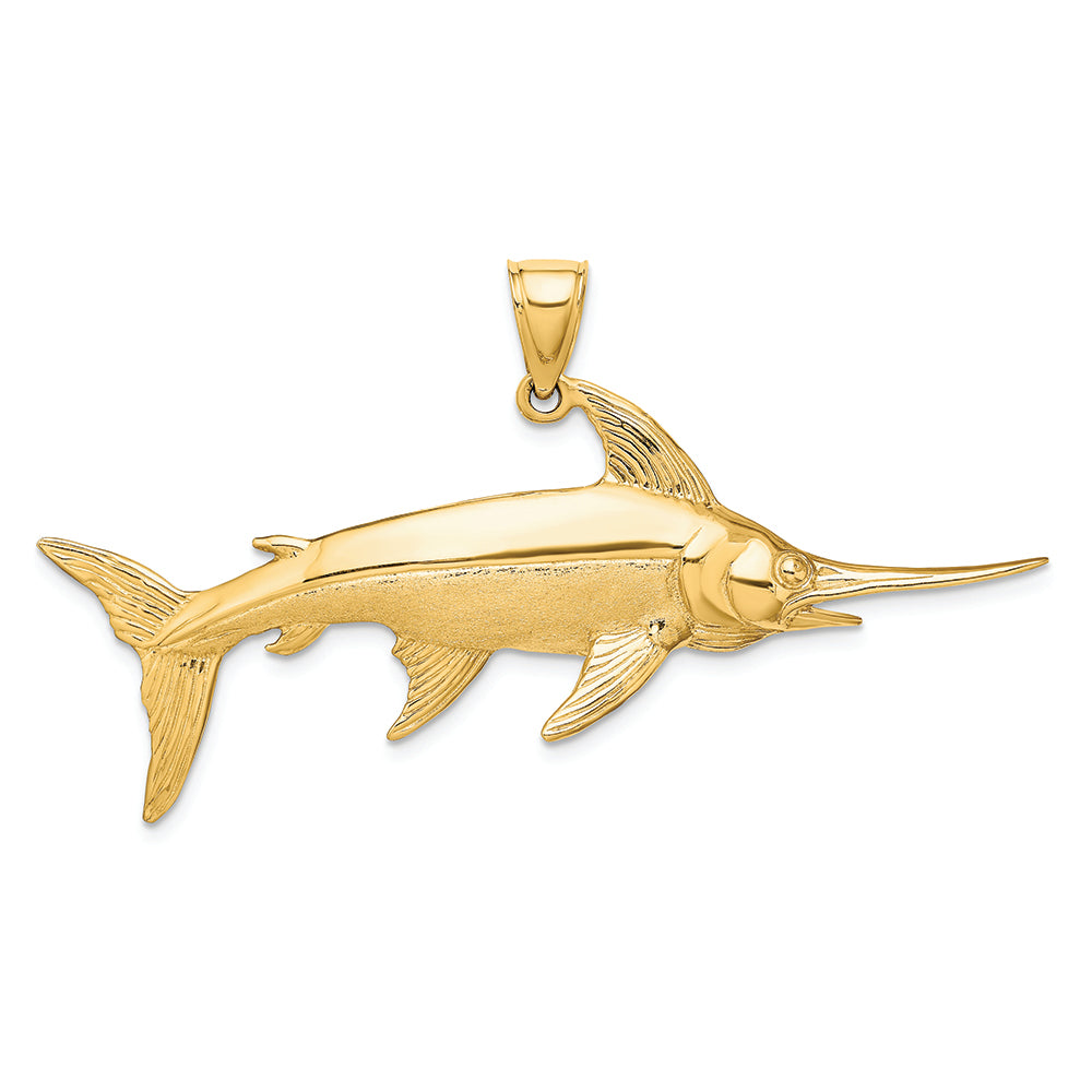 FJC Finejewelers 14k Yellow Gold 3d Swordfish Polish Satin Charm