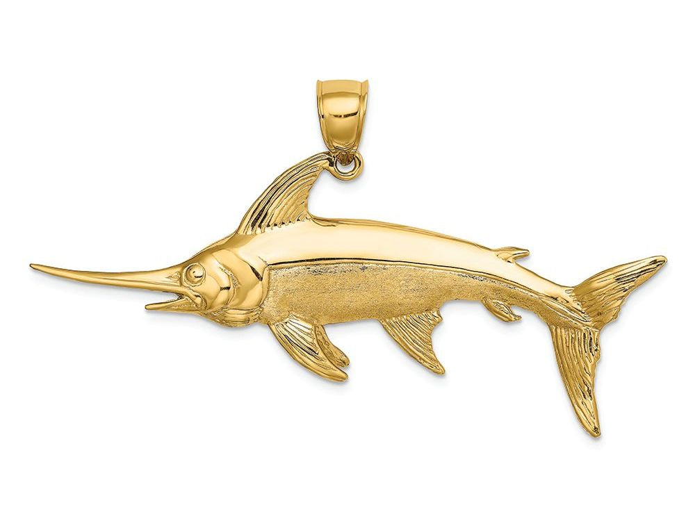 FJC Finejewelers 14k Yellow Gold 3d Swordfish Polish Satin Charm