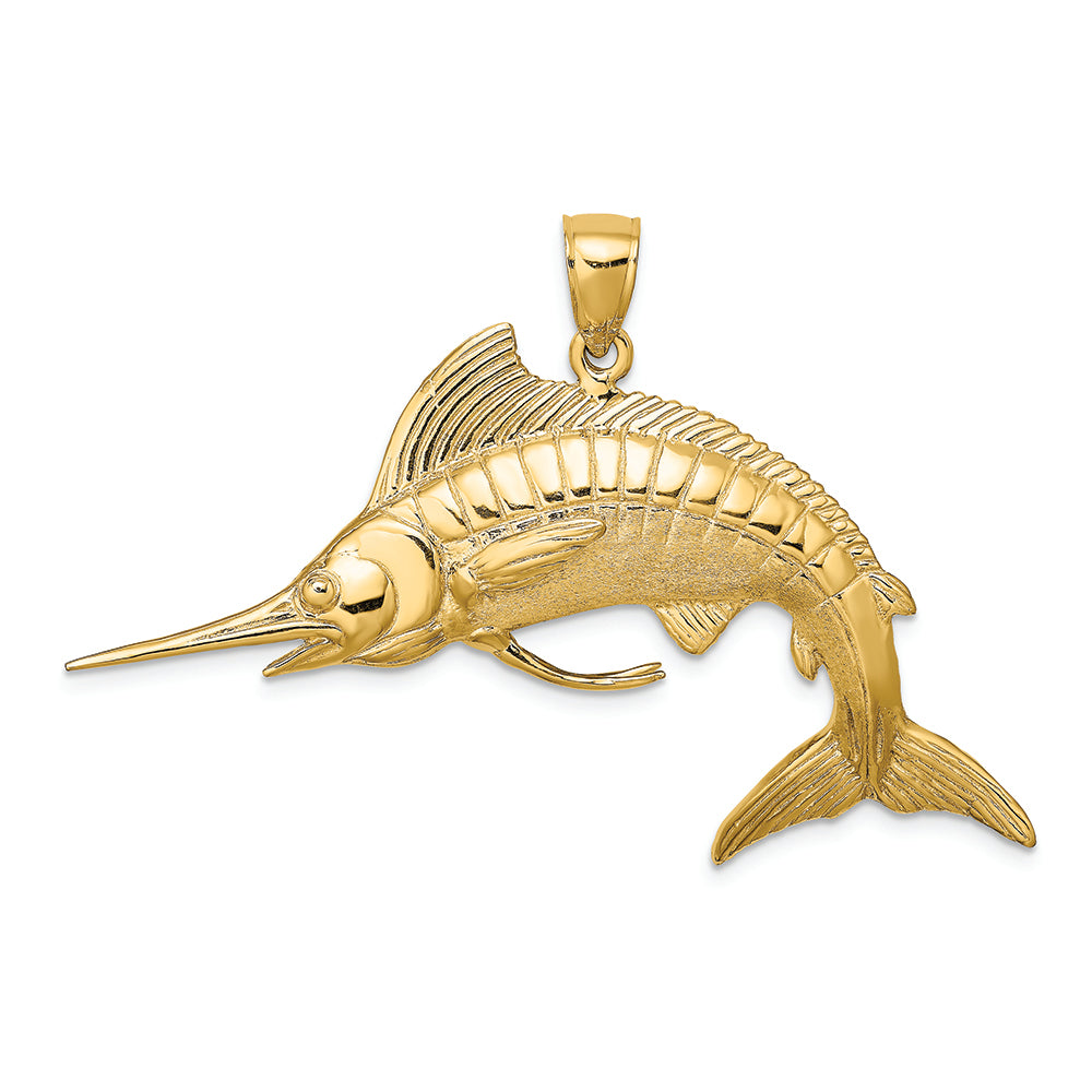 FJC Finejewelers 14k Yellow Gold 3d White Marlin Polish Satin Charm
