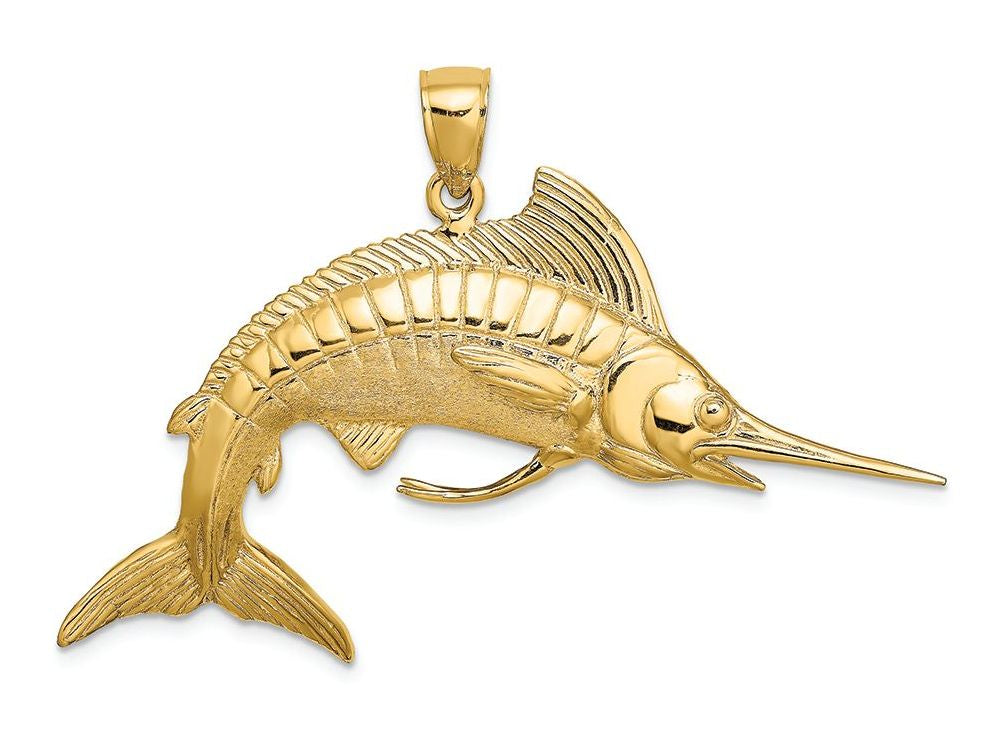 FJC Finejewelers 14k Yellow Gold 3d White Marlin Polish Satin Charm