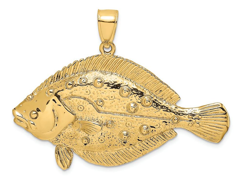 FJC Finejewelers 14k Yellow Gold 3d Flounder Fish Charm