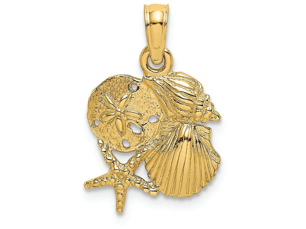 FJC Finejewelers 14k Yellow Gold Four Shell Cluster Charm 2 0f 2