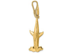 FJC Finejewelers 14k Yellow Gold 3d Hammerhead Shark with Rope Bail Charm