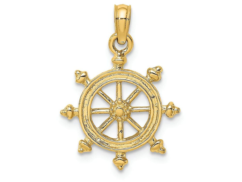FJC Finejewelers 14k Yellow Gold Ship Wheelengraved Charm