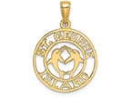 FJC Finejewelers 14k Yellow Gold St. George Island Disk with Dolphins Charm