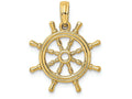 FJC Finejewelers 14k Yellow Gold 3d Ship Wheel with Center Charm