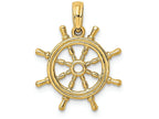 FJC Finejewelers 14k Yellow Gold 3d Ship Wheel with Center Charm