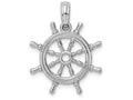 FJC Finejewelers 14k White Gold 3d Ship Wheel with Center Charm