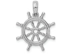 FJC Finejewelers 14k White Gold 3d Ship Wheel with Center Charm